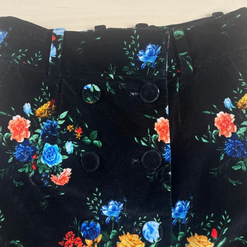 Paco‎ Rabanne Jupe Floral Cotton Blend Maxi Skirt Velvet Black Size 38 / 6 US